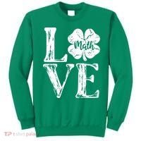 Love Shamrock Math Teacher St Patricks Day Sweatshirt thumb 0