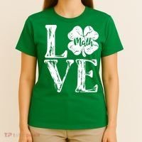 Love Shamrock Math Teacher St Patricks Day T-Shirt thumb 4