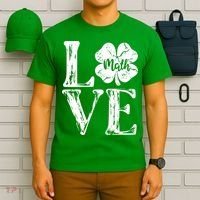 Love Shamrock Math Teacher St Patricks Day T-Shirt thumb 6