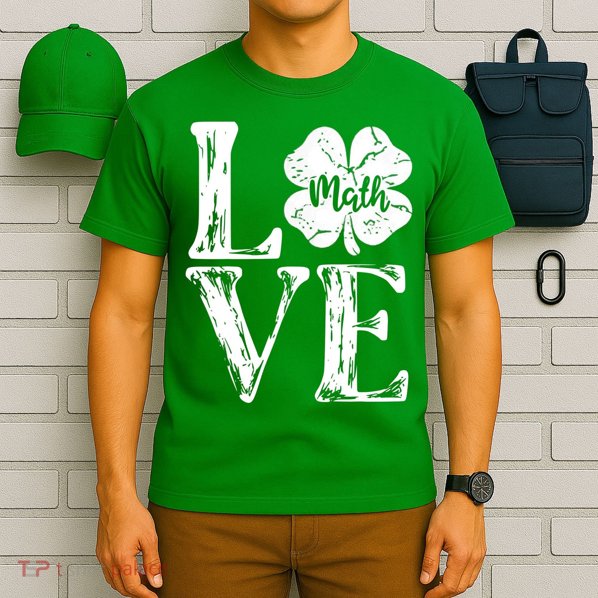 Love Shamrock Math Teacher St Patricks Day T-Shirt