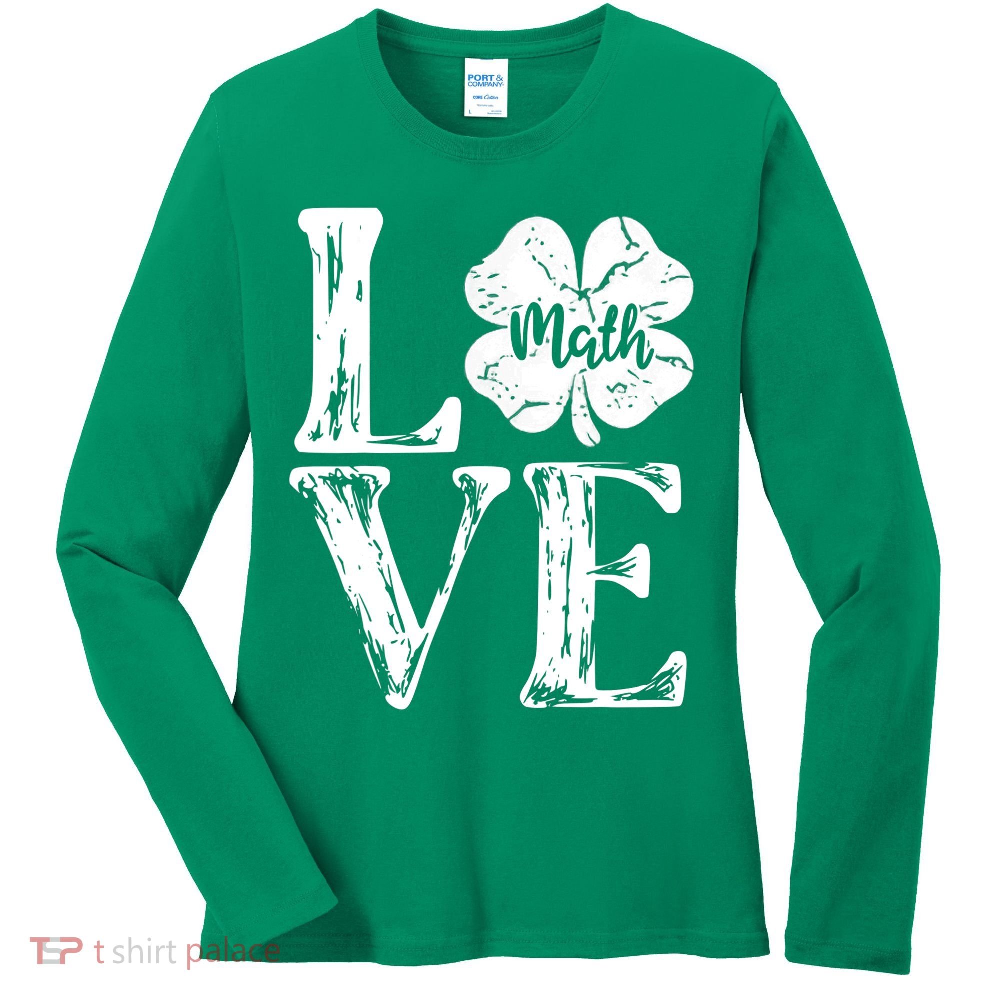 Love Shamrock Math Teacher St Patricks Day Women's Long Sleeve Shirt