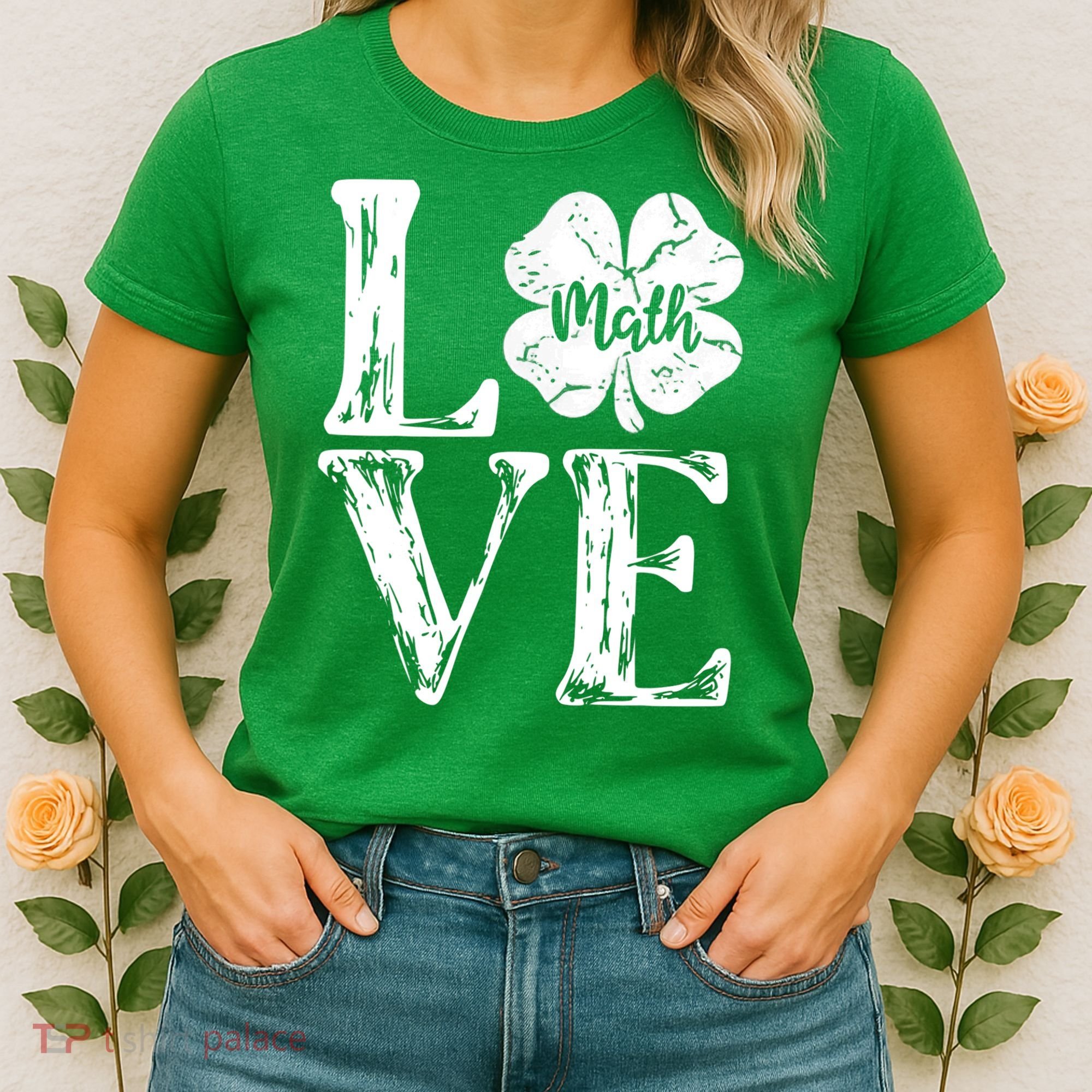 Love Shamrock Math Teacher St Patricks Day Women's T-Shirt