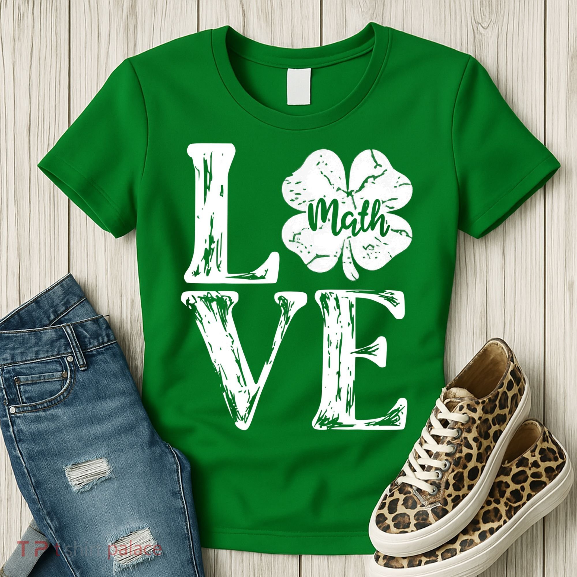Love Shamrock Math Teacher St Patricks Day Women's T-Shirt