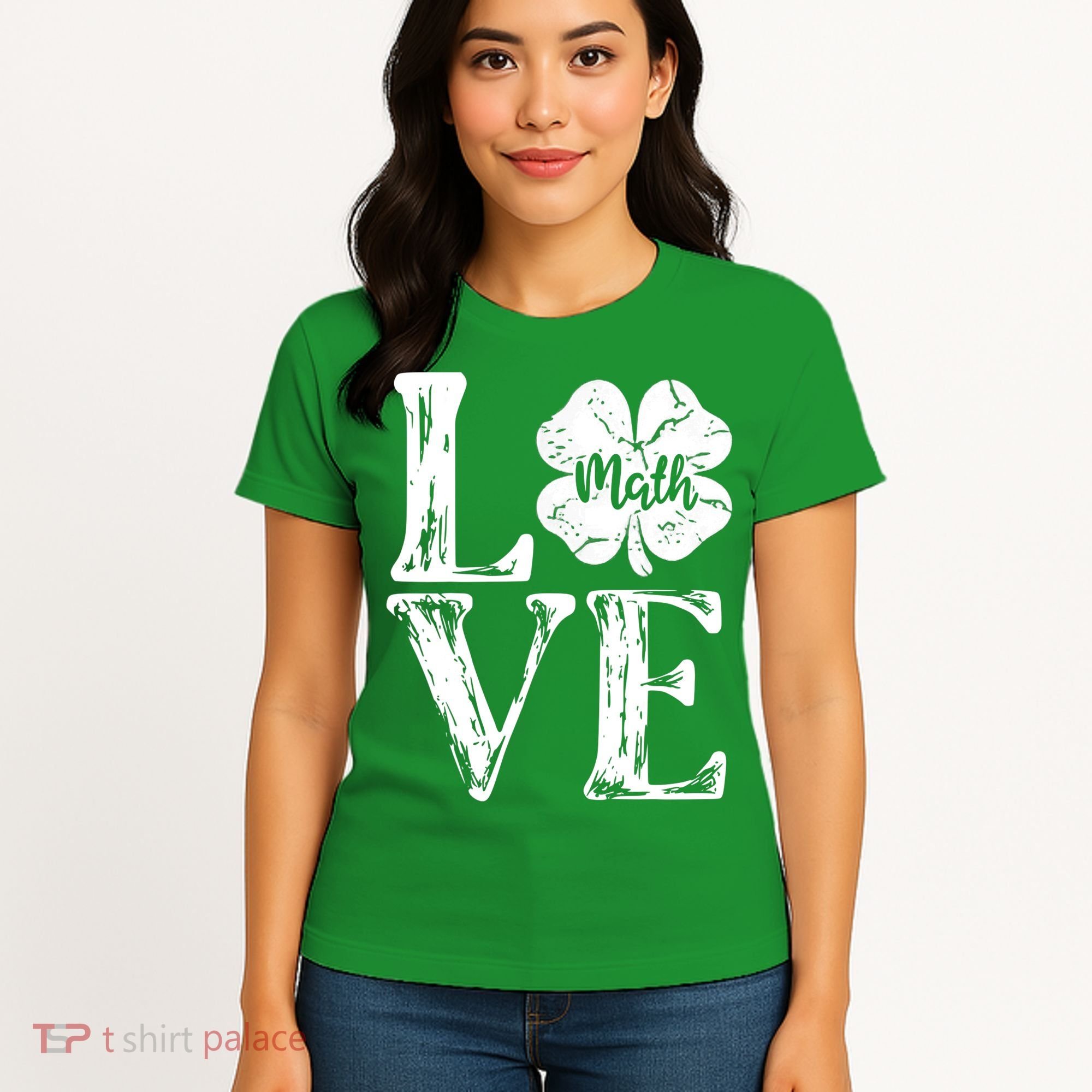 Love Shamrock Math Teacher St Patricks Day Women's T-Shirt