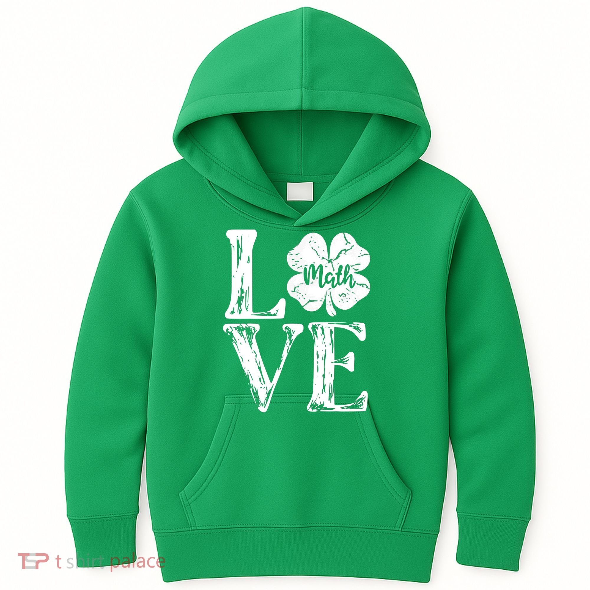 Love Shamrock Math Teacher St Patricks Day Kids Hoodie
