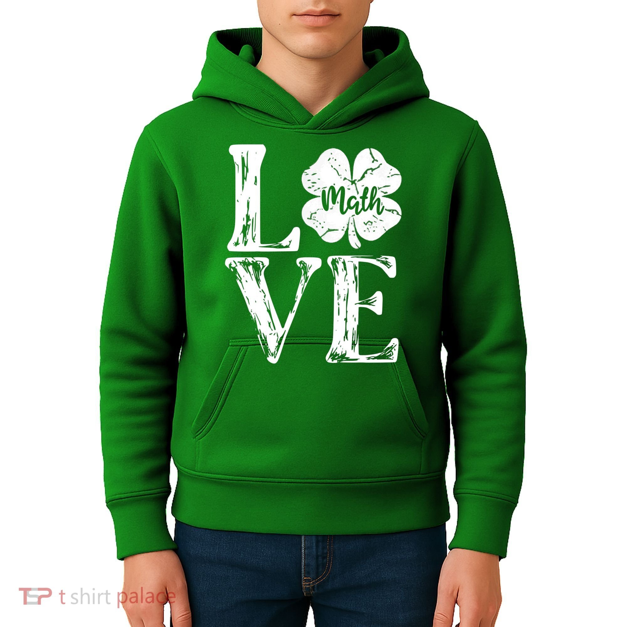 Love Shamrock Math Teacher St Patricks Day Kids Hoodie