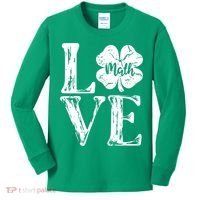 Love Shamrock Math Teacher St Patricks Day Kids Long Sleeve Shirt thumb 0