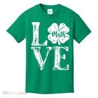 Love Shamrock Math Teacher St Patricks Day Kids T-Shirt thumb 0