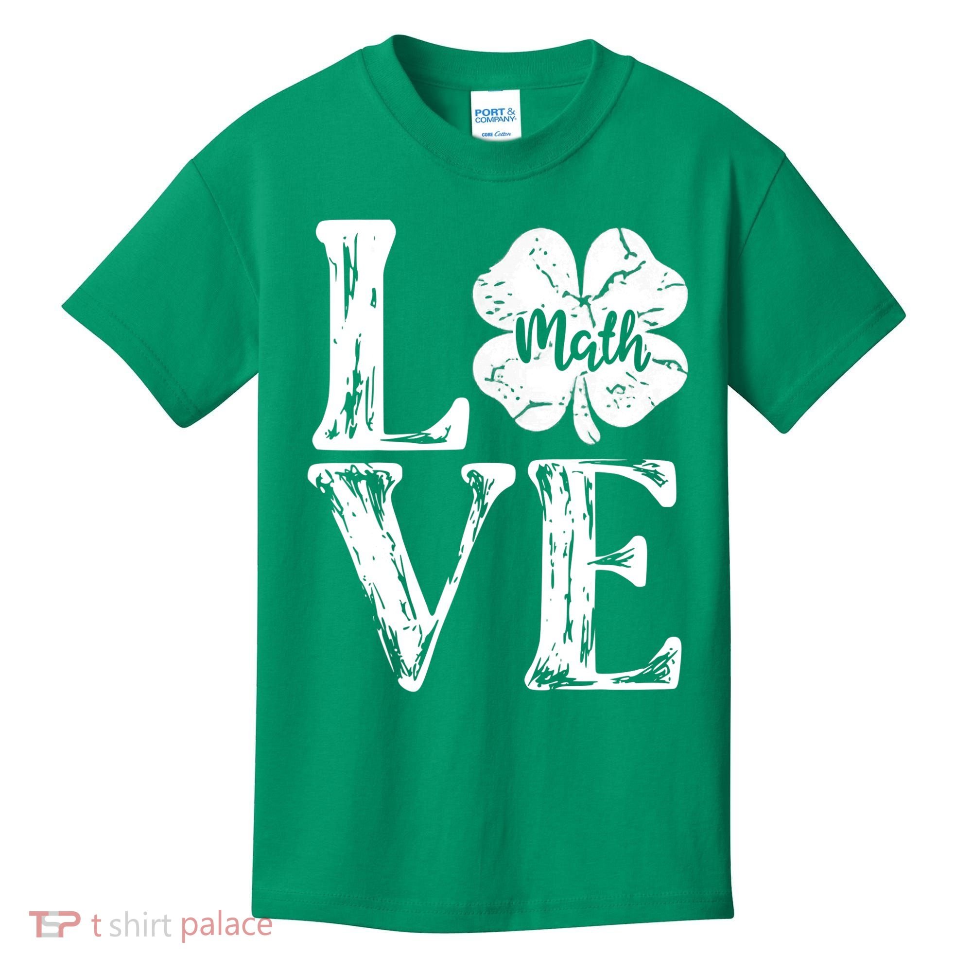 Love Shamrock Math Teacher St Patricks Day Kids T-Shirt