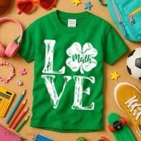 Love Shamrock Math Teacher St Patricks Day Kids T-Shirt thumb 3