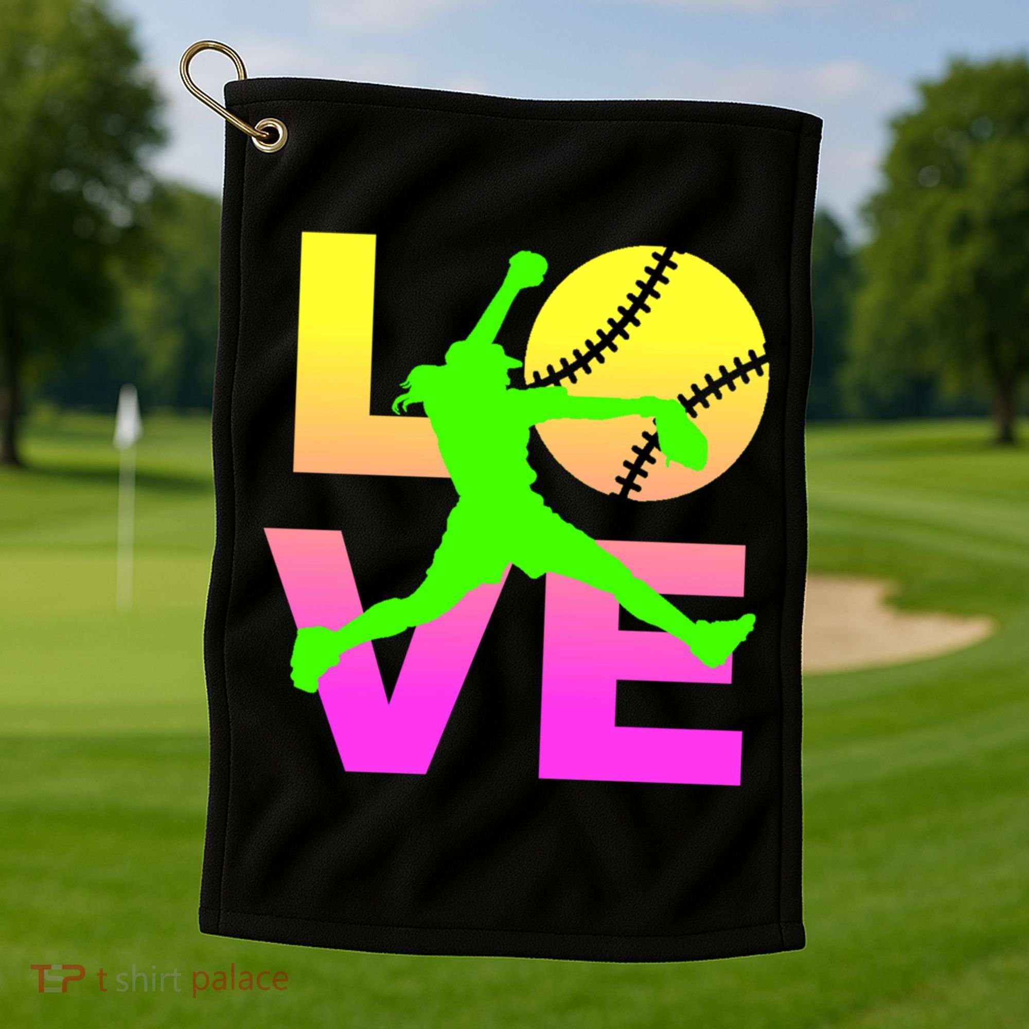 Love Softball N Gift Golf Towel