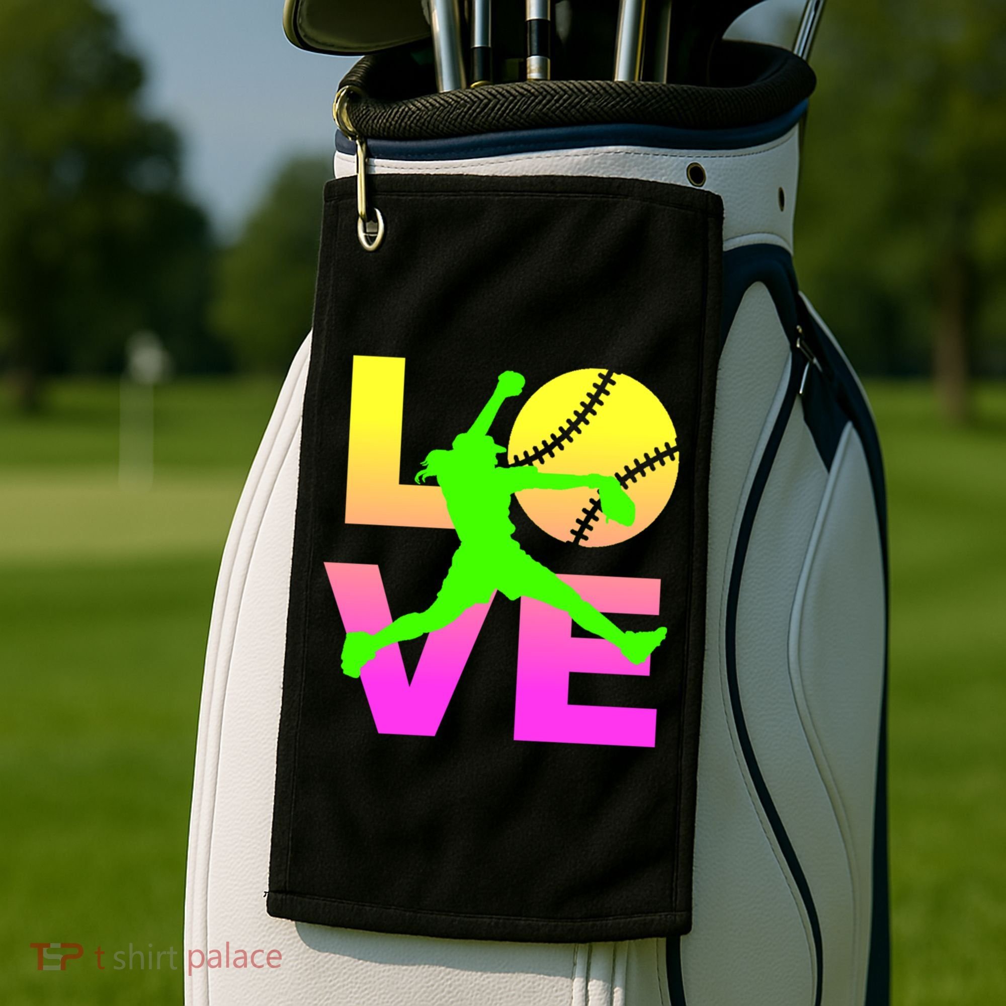 Love Softball N Gift Golf Towel