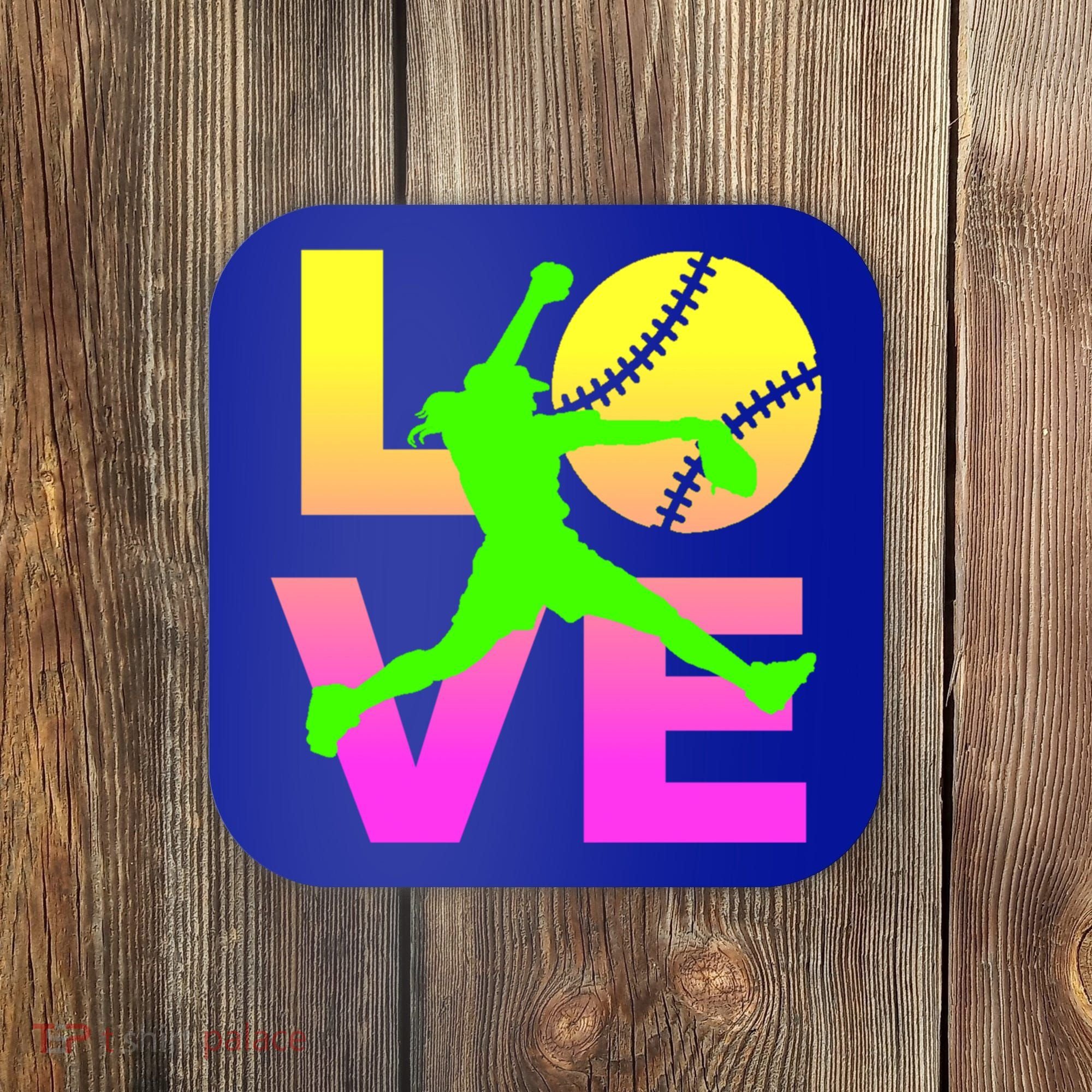 Love Softball N Gift Coaster
