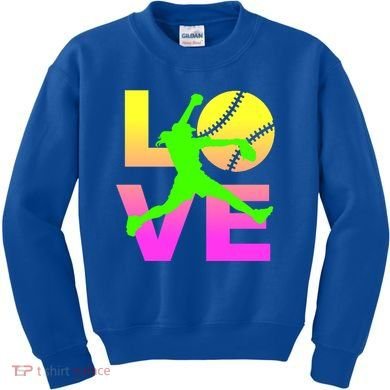 Love Softball N Gift Kids Sweatshirt