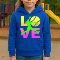 Love Softball N Gift Kids Hoodie thumb 3