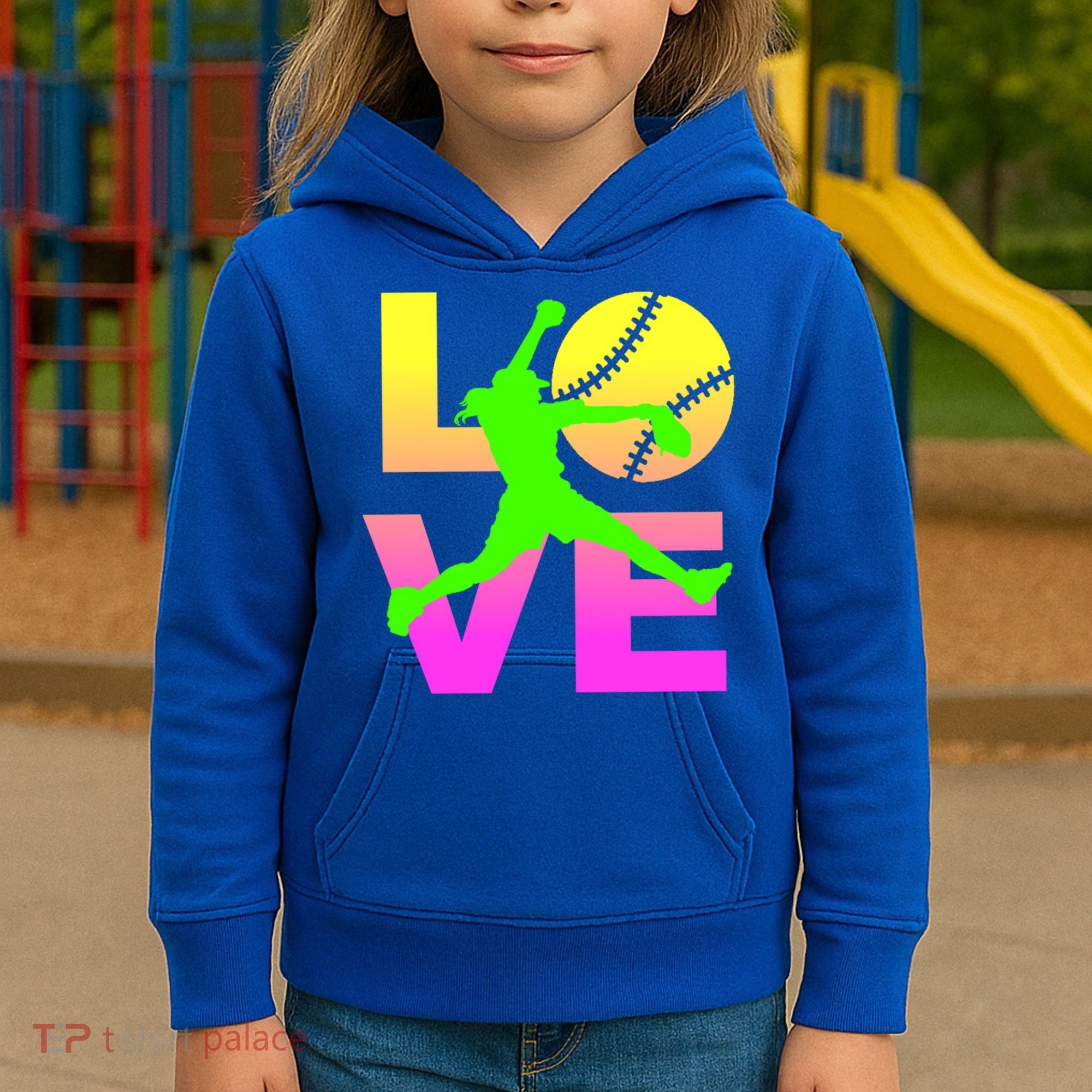 Love Softball N Gift Kids Hoodie