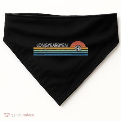 Longyearbyen Svalbard Norway Retro Sunset Rainbow Synth Idea USA-Made Doggie Bandana