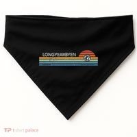 Longyearbyen Svalbard Norway Retro Sunset Rainbow Synth Idea USA-Made Doggie Bandana thumb 0