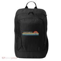 Longyearbyen Svalbard Norway Retro Sunset Rainbow Synth Idea City Backpack thumb 0