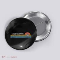 Longyearbyen Svalbard Norway Retro Sunset Rainbow Synth Idea Button thumb 0