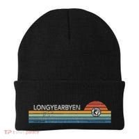 Longyearbyen Svalbard Norway Retro Sunset Rainbow Synth Idea Beanie thumb 0