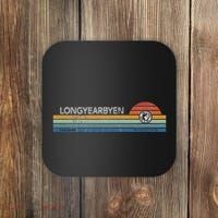 Longyearbyen Svalbard Norway Retro Sunset Rainbow Synth Idea Coaster thumb 0