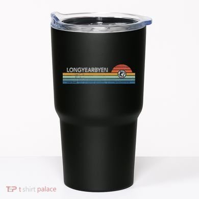 Longyearbyen Svalbard Norway Retro Sunset Rainbow Synth Idea Tumbler