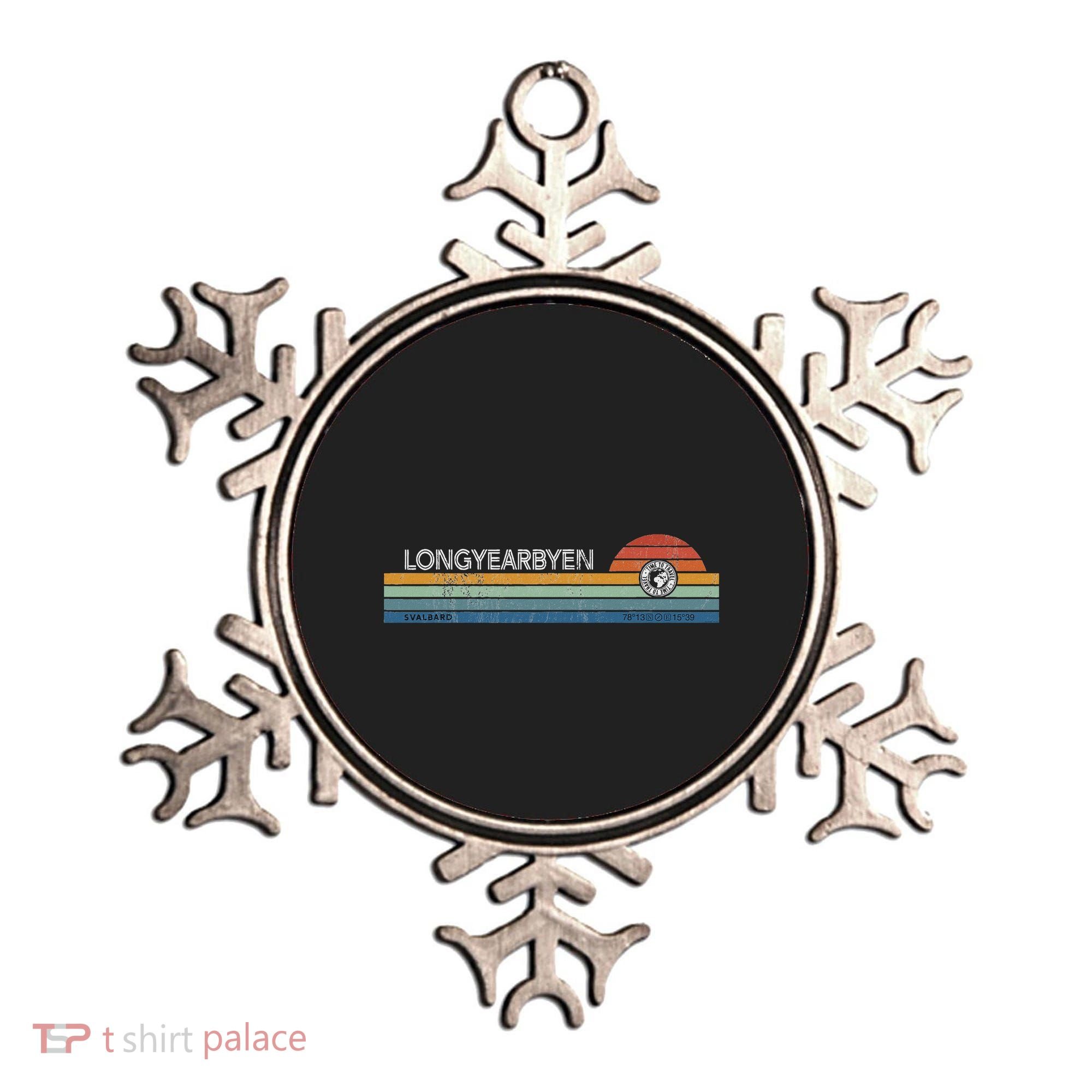 Longyearbyen Svalbard Norway Retro Sunset Rainbow Synth Idea Ornament