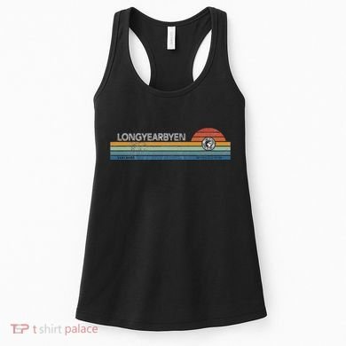 Longyearbyen Svalbard Norway Retro Sunset Rainbow Synth Idea Women's Tank Top