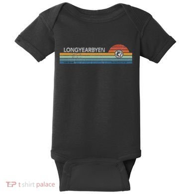 Longyearbyen Svalbard Norway Retro Sunset Rainbow Synth Idea Baby Bodysuit