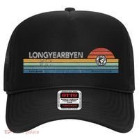 Longyearbyen Svalbard Norway Retro Sunset Rainbow Synth Idea Hat thumb 0