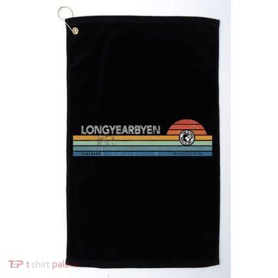 Longyearbyen Svalbard Norway Retro Sunset Rainbow Synth Idea Golf Towel