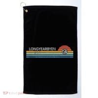 Longyearbyen Svalbard Norway Retro Sunset Rainbow Synth Idea Golf Towel thumb 0