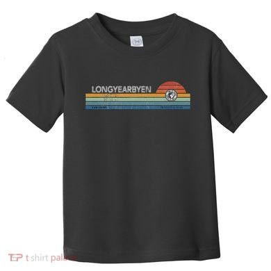 Longyearbyen Svalbard Norway Retro Sunset Rainbow Synth Idea Toddler T-Shirt