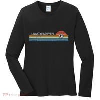 Longyearbyen Svalbard Norway Retro Sunset Rainbow Synth Idea Women's Long Sleeve Shirt thumb 0