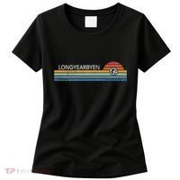 Longyearbyen Svalbard Norway Retro Sunset Rainbow Synth Idea Women's T-Shirt thumb 0