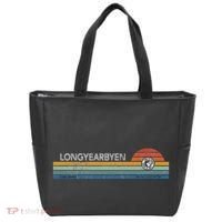 Longyearbyen Svalbard Norway Retro Sunset Rainbow Synth Idea Tote Bag thumb 0
