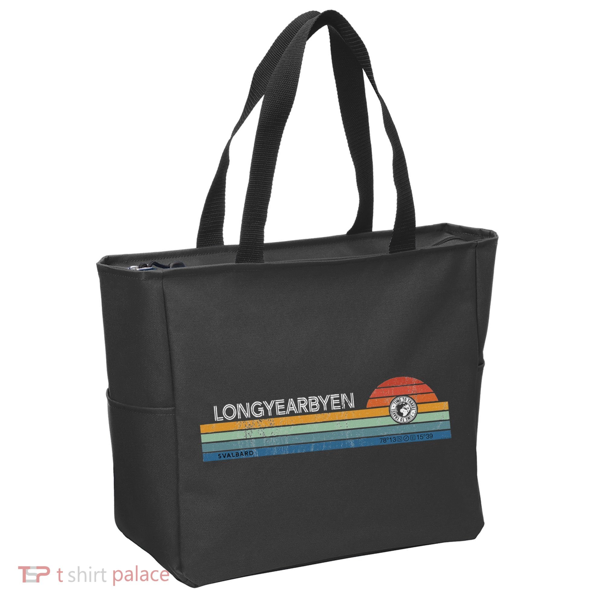Longyearbyen Svalbard Norway Retro Sunset Rainbow Synth Idea Tote Bag