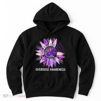 Leopard Sunflower Overdose Awareness Month Purple Ribbon Hoodie thumb 0