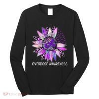 Leopard Sunflower Overdose Awareness Month Purple Ribbon Long Sleeve Shirt thumb 0