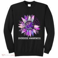 Leopard Sunflower Overdose Awareness Month Purple Ribbon Sweatshirt thumb 0