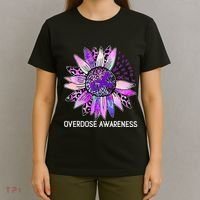 Leopard Sunflower Overdose Awareness Month Purple Ribbon T-Shirt thumb 4