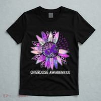 Leopard Sunflower Overdose Awareness Month Purple Ribbon T-Shirt thumb 5