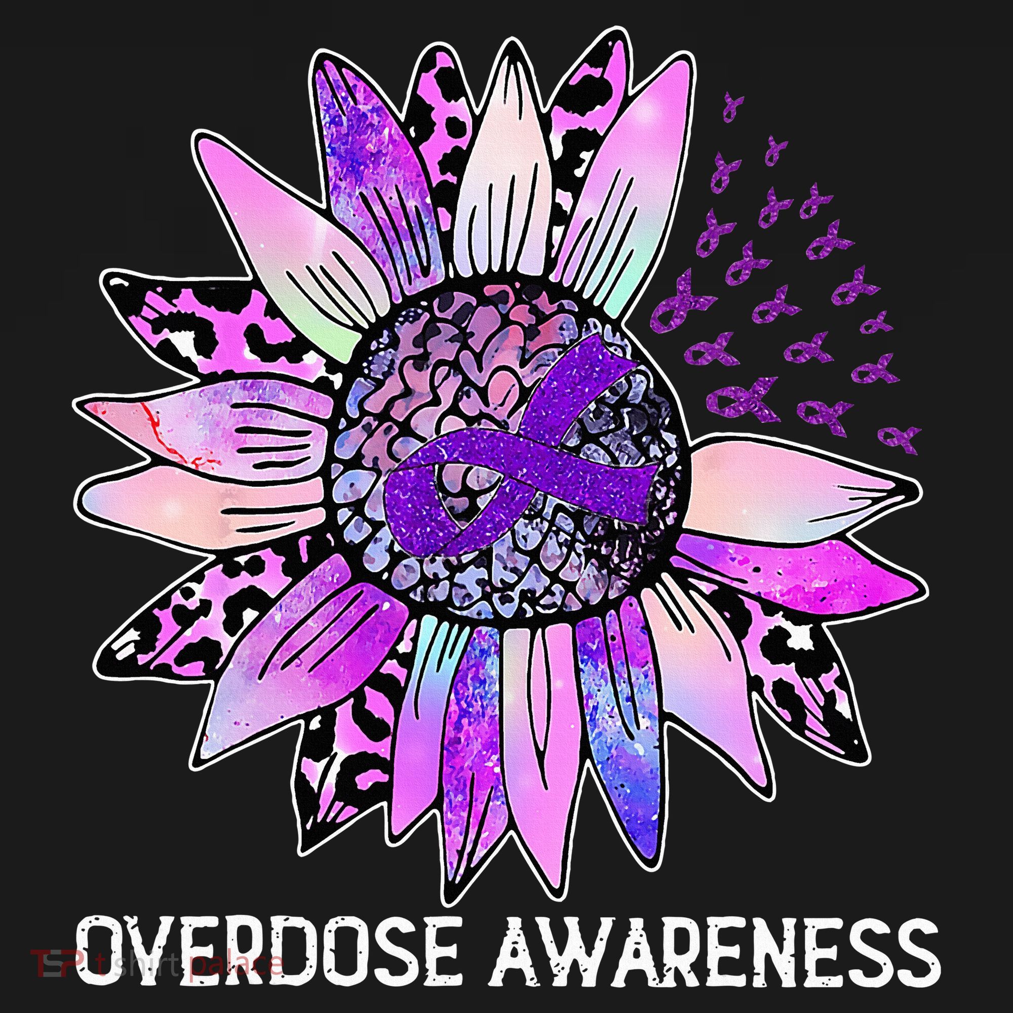 Leopard Sunflower Overdose Awareness Month Purple Ribbon Women's Hoodie