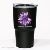 Leopard Sunflower Overdose Awareness Month Purple Ribbon Tumbler thumb 0