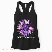 Leopard Sunflower Overdose Awareness Month Purple Ribbon Women's Tank Top thumb 0