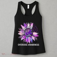 Leopard Sunflower Overdose Awareness Month Purple Ribbon Women's Tank Top thumb 3