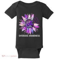 Leopard Sunflower Overdose Awareness Month Purple Ribbon Baby Bodysuit thumb 0
