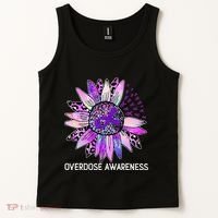 Leopard Sunflower Overdose Awareness Month Purple Ribbon Tank Top thumb 2
