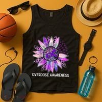 Leopard Sunflower Overdose Awareness Month Purple Ribbon Tank Top thumb 4